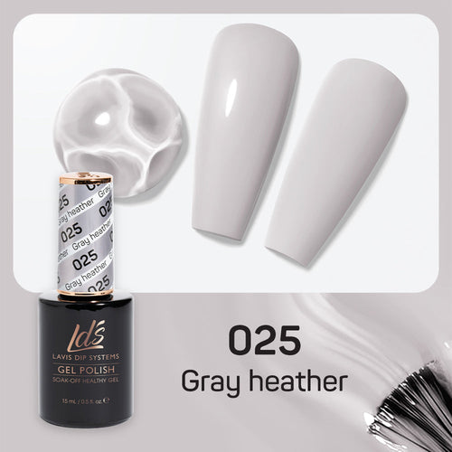 LDS 025 Gray Heather - LDS Healthy Gel Polish & Matching Nail Lacquer Duo Set - 0.5oz