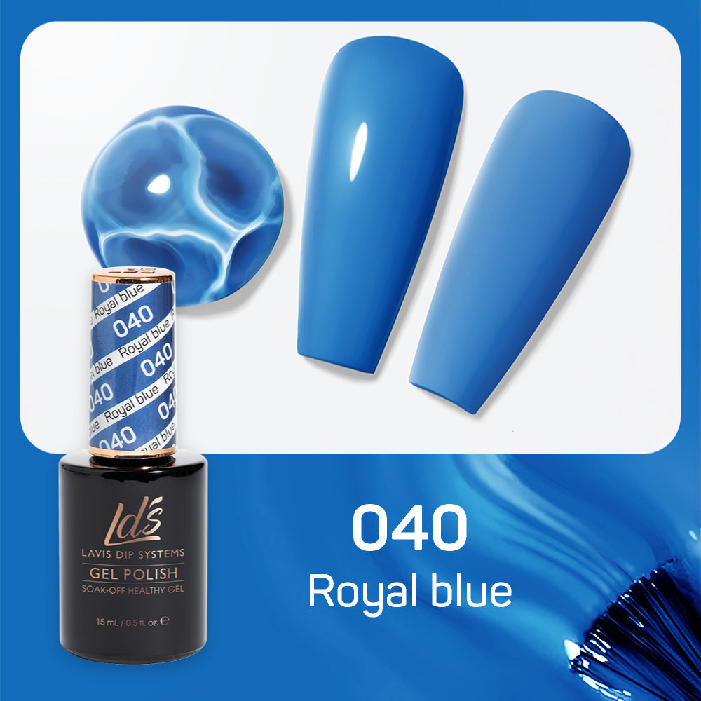 LDS 040 Royal Blue - LDS Healthy Gel Polish & Matching Nail Lacquer Duo Set - 0.5oz