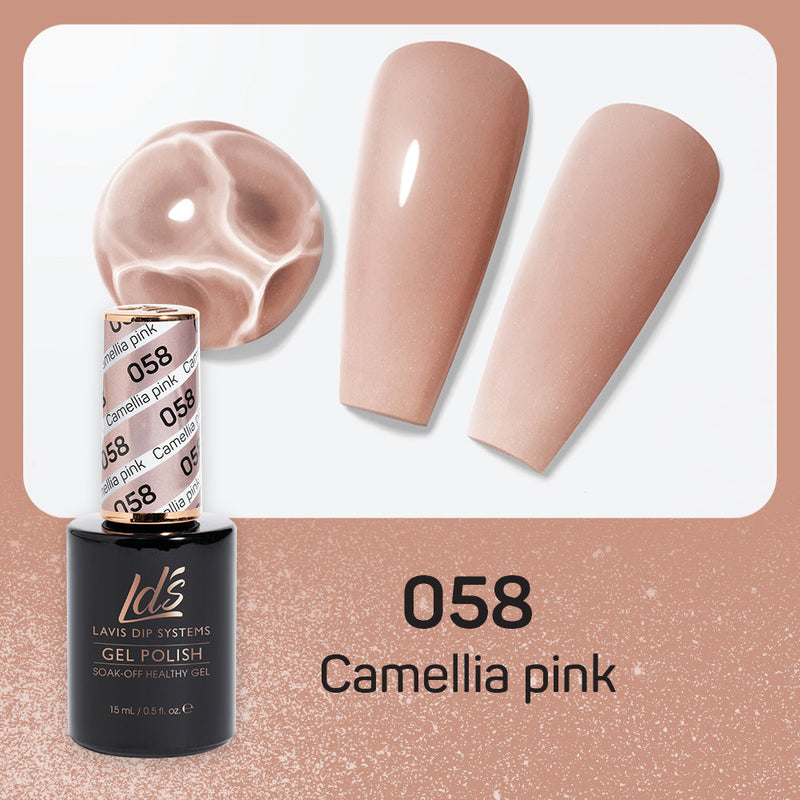LDS 058 Camellia Pink - LDS Healthy Gel Polish & Matching Nail Lacquer Duo Set - 0.5oz