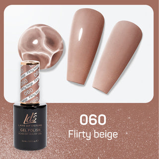 LDS 060 Flirty Beige - LDS Healthy Gel Polish & Matching Nail Lacquer Duo Set - 0.5oz