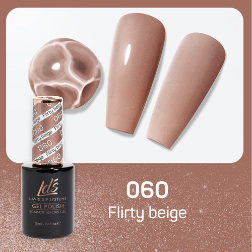 LDS 060 Flirty Beige - LDS Healthy Gel Polish & Matching Nail Lacquer Duo Set - 0.5oz