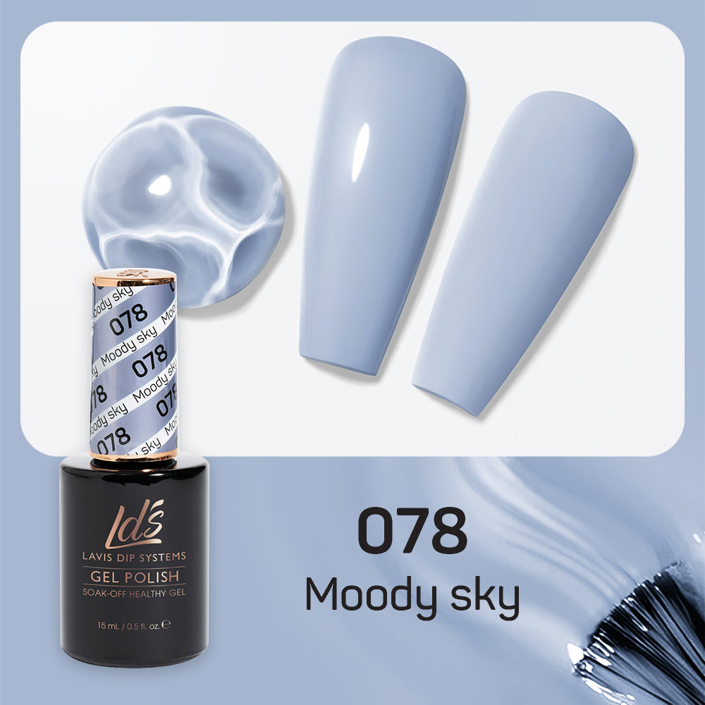LDS 078 Moody Sky - LDS Healthy Gel Polish & Matching Nail Lacquer Duo Set - 0.5oz