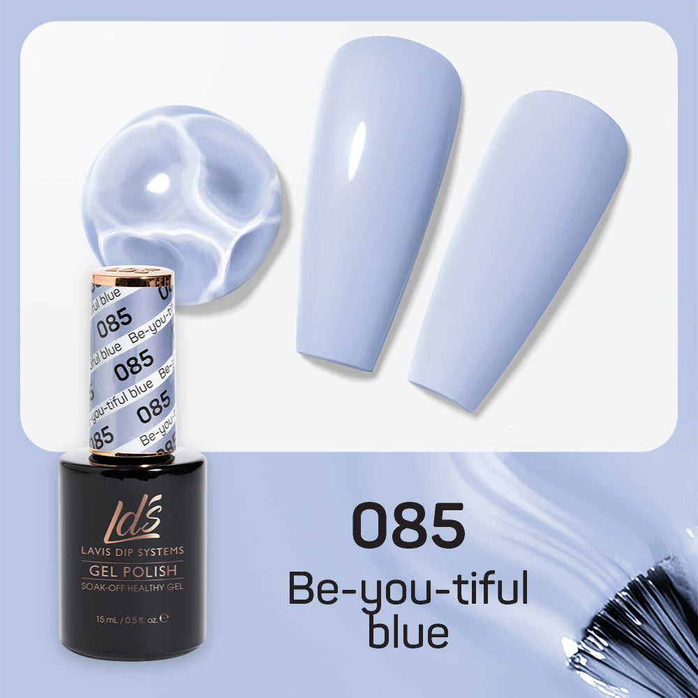 LDS 085 Be-You-Tiful Blue - LDS Healthy Gel Polish & Matching Nail Lacquer Duo Set - 0.5oz
