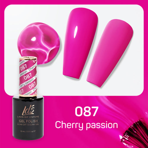 LDS 087 Cherry Passion - LDS Healthy Gel Polish & Matching Nail Lacquer Duo Set - 0.5oz