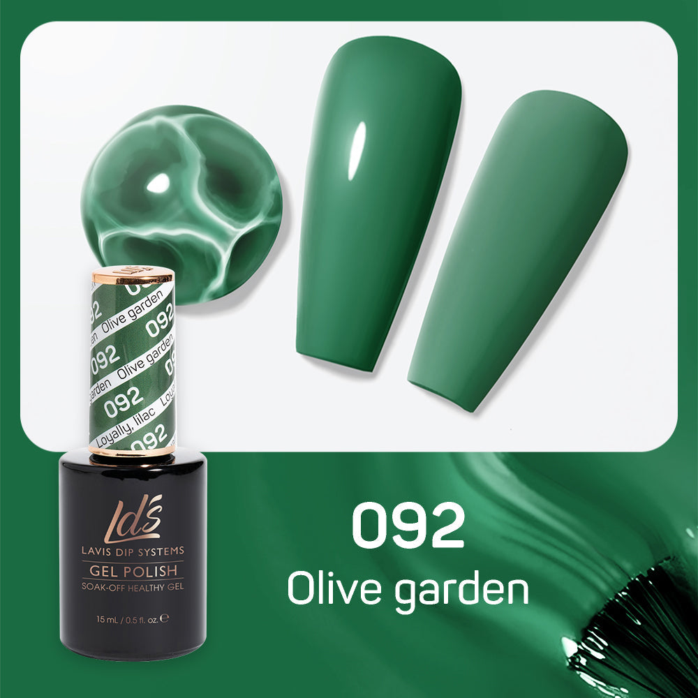 LDS 092 Olive Garden - LDS Healthy Gel Polish & Matching Nail Lacquer Duo Set - 0.5oz