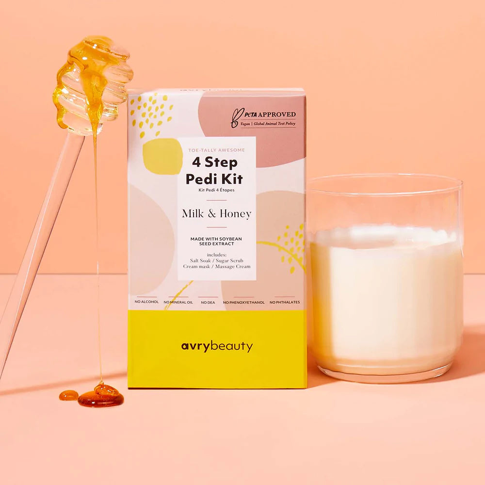 AVRY BEAUTY - 4 Steps Pedi Kit - Milk & Honey