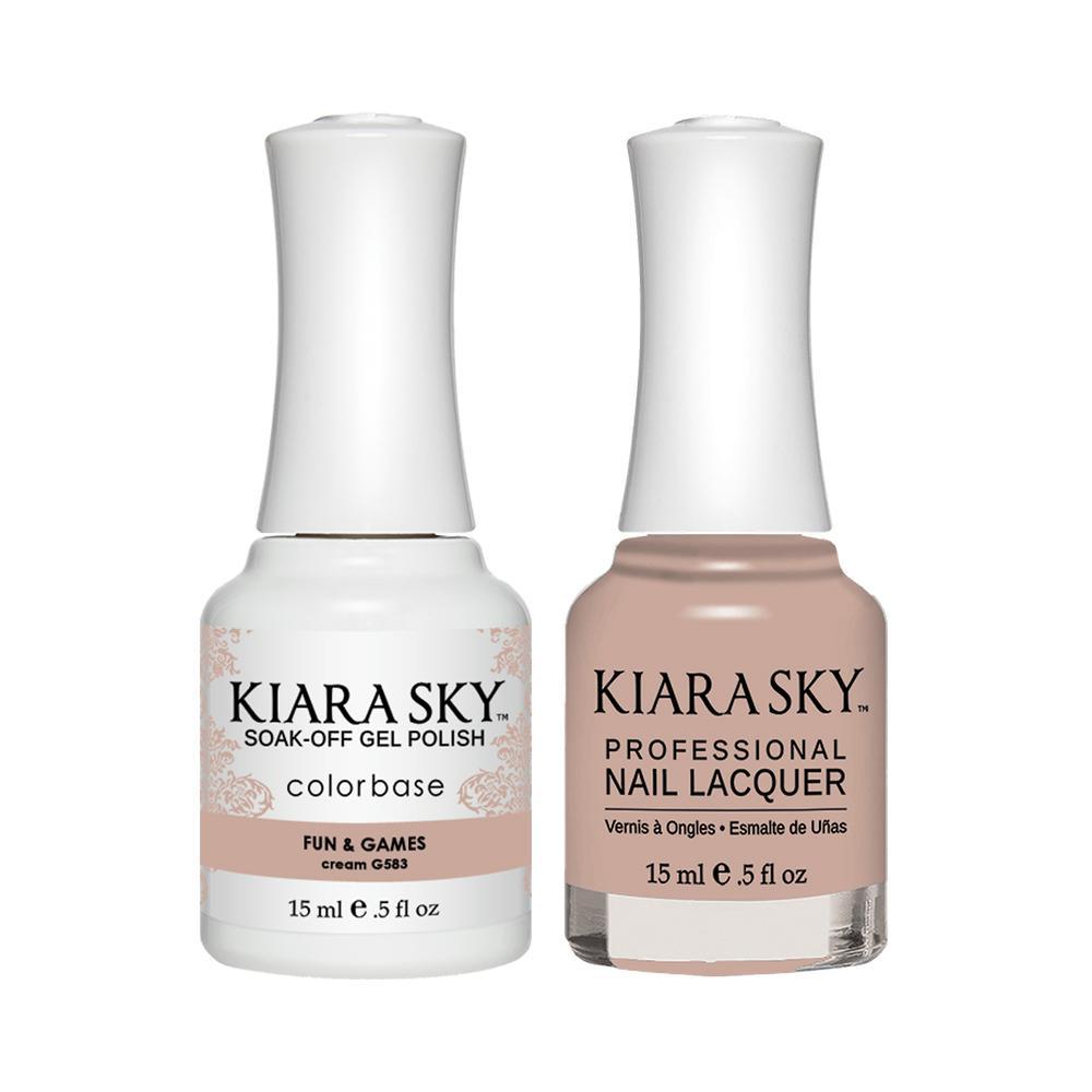  Kiara Sky Gel Nail Polish Duo - 583 Beige Neutral Colors - Fun & Games by Kiara Sky sold by DTK Nail Supply