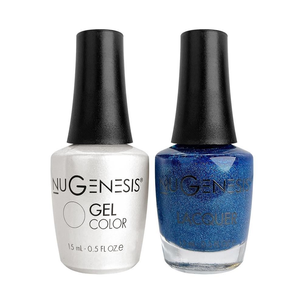 Nugenesis Gel Nail Polish Duo - 011 Glitter, Blue Colors - Blue Suede Shoes