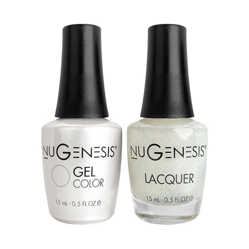 Nugenesis Gel Nail Polish Duo - 039 White, Glitter Colors - Lady Luck