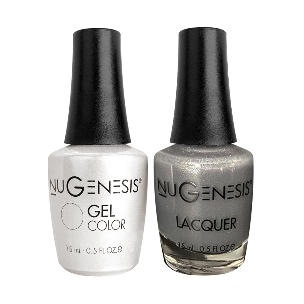 Nugenesis Gel Nail Polish Duo - 055 Glitter, Gray Colors - Space Cadet