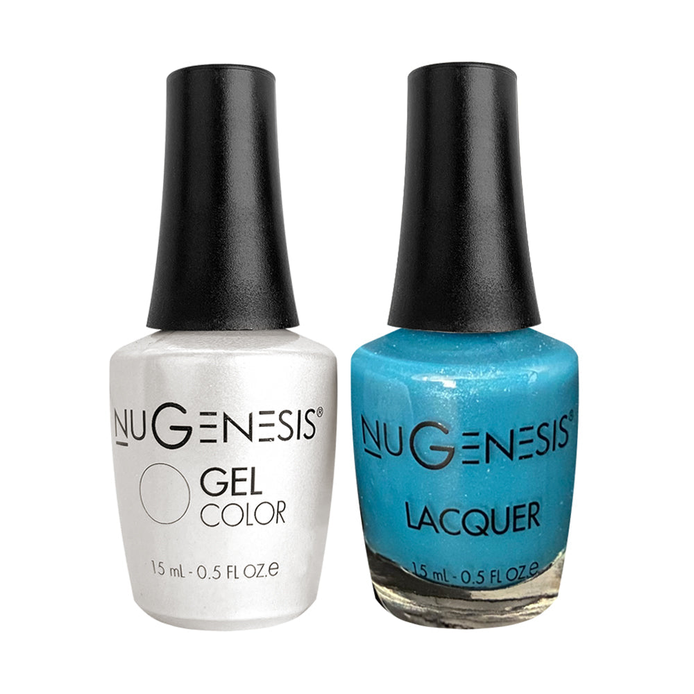 Nugenesis Gel Nail Polish Duo - 065 Blue, Glitter Colors - Blue Bayou
