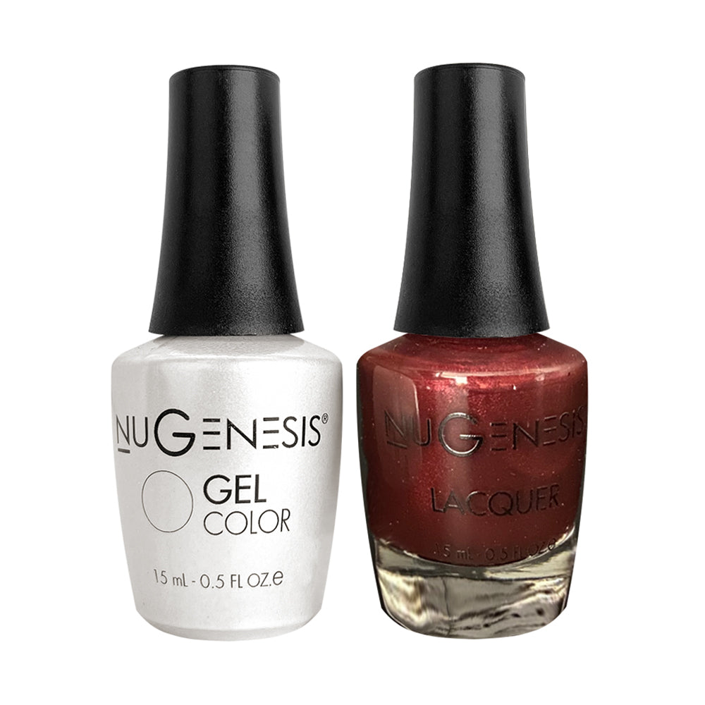 Nugenesis Gel Nail Polish Duo - 068 Red, Glitter Colors - Burnt Sienna