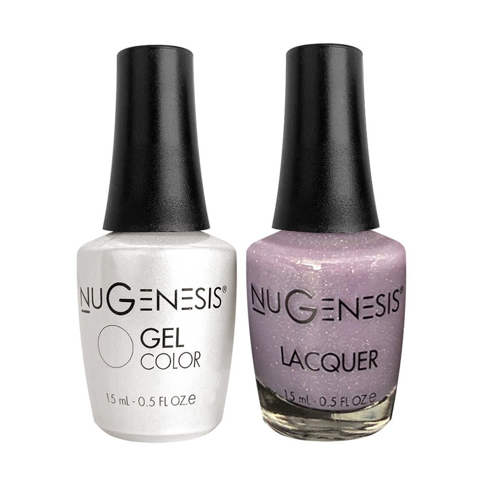 Nugenesis Gel Nail Polish Duo - 071 Purple, Glitter Colors - Little Lilac