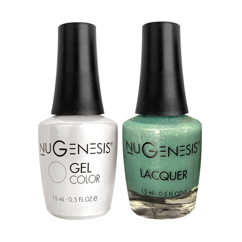 Nugenesis Gel Nail Polish Duo - 079 Green, Glitter Colors - Green With Envy