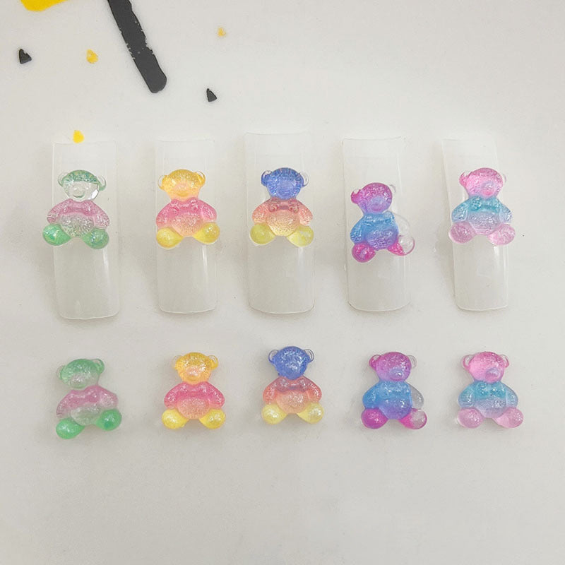 Multicolor Jelly Bear Nail Charm