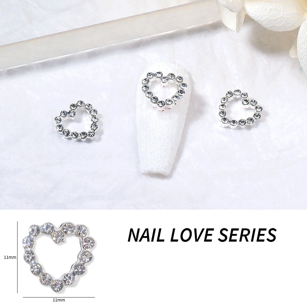 LX2 #387-388 2PCS Rhinestone Heart Charm - Clear