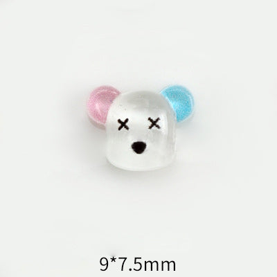 #103 Pink Blue Bear Head Nail Charm