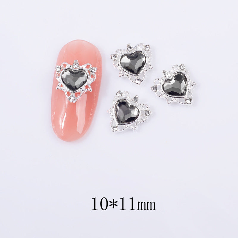 LX2 Silver Regal Heart Nail Charm