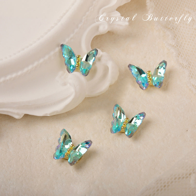 LX2 #307-314 2PCS Crystal Butterfly Nail Charm