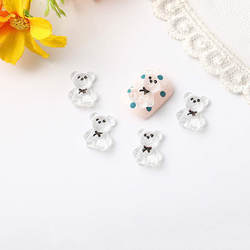 #121-125 2PCS Crystal Teddy Nail Charm