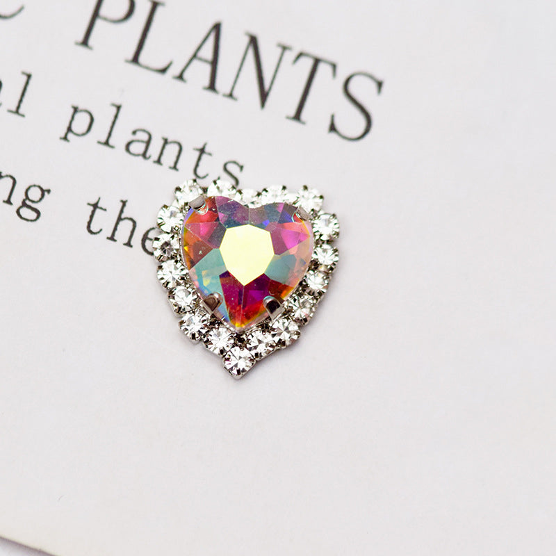 LX2 #177-182 2PCS Diamond Frame Heart Gem Nail Charm