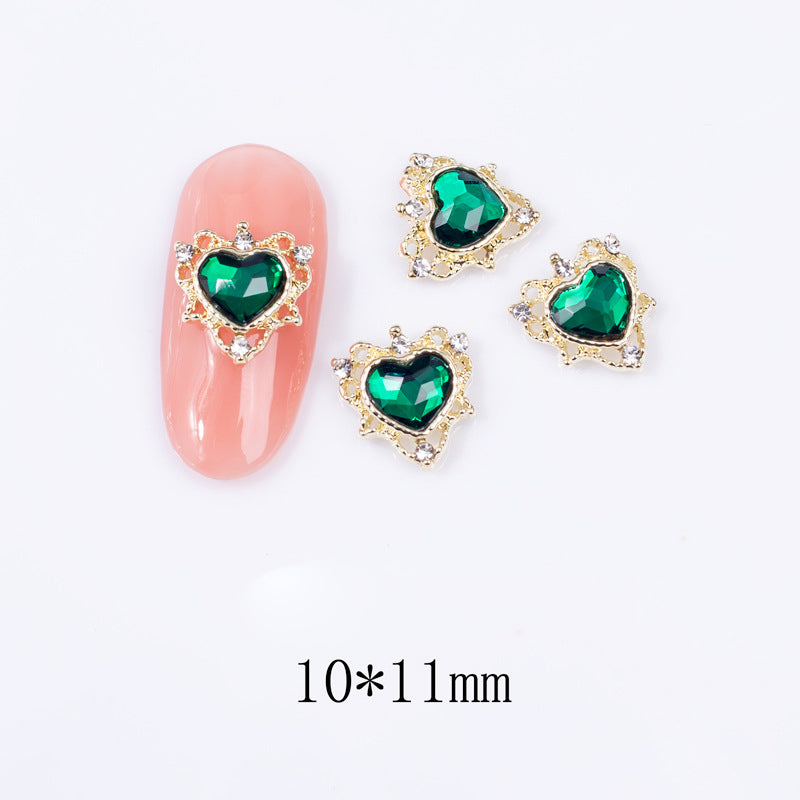 LX2 #273-286 2PCS Gold Regal Heart Nail Charm