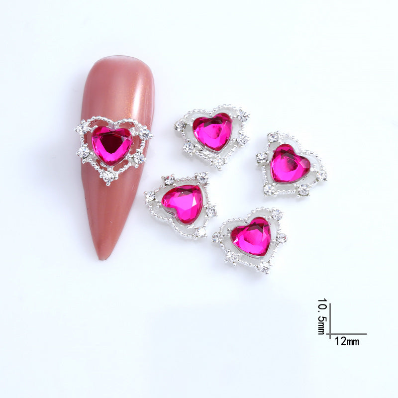 LX2 #258-270 2PCS Silver Halo Heart Nail Charm