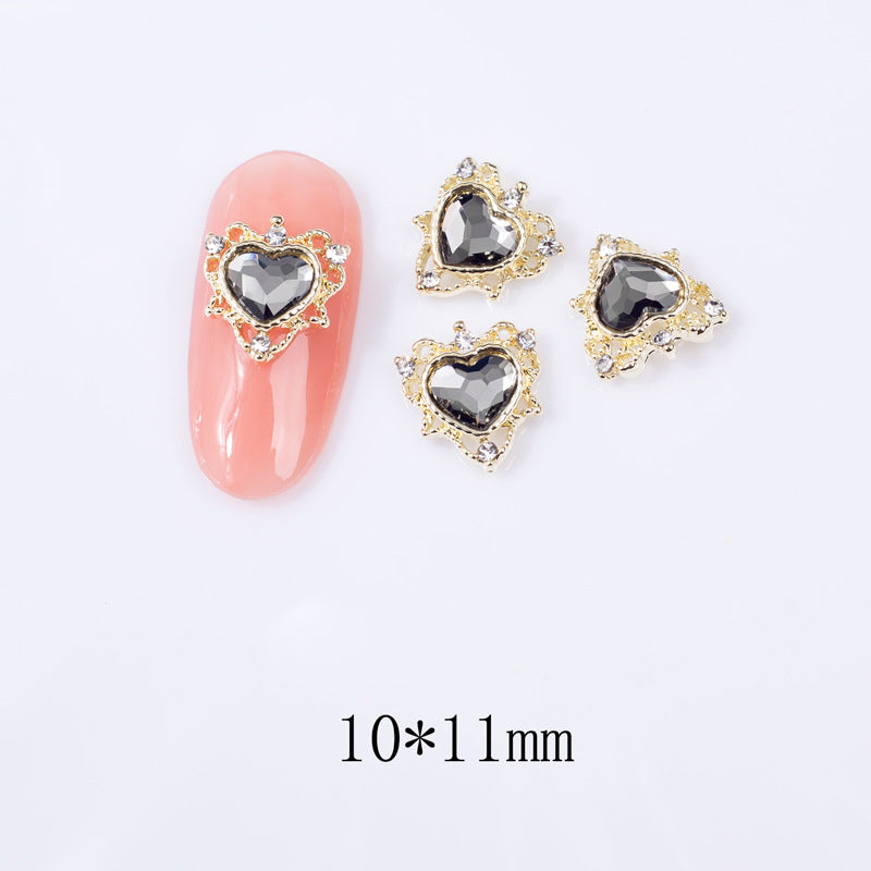 LX2 #273-286 2PCS Gold Regal Heart Nail Charm