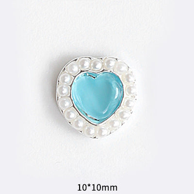 LX2 #045-054 2PCS Pearl Frame Heart Nail Charm