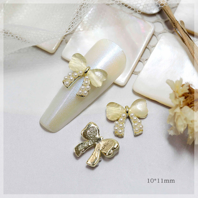 LX2 Heart Bow Pearl Nail Charm