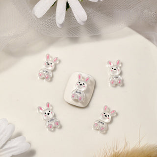 #169-170 2PCS Sitting Jelly Heart Belly Rabbit Nail Charm