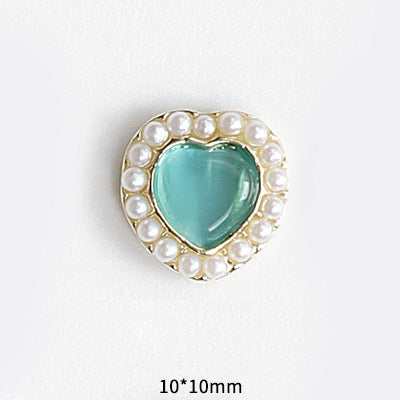 LX2 #045-054 2PCS Pearl Frame Heart Nail Charm