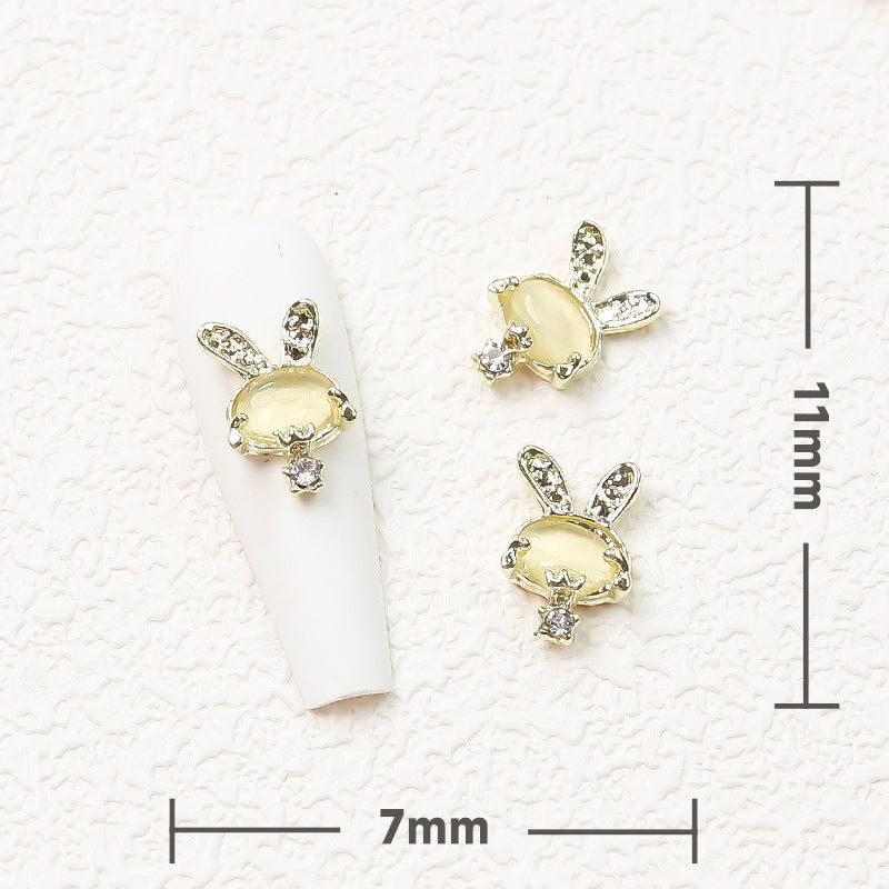 LX2 #140-148 2PCS Crystal Bunny Nail Charm