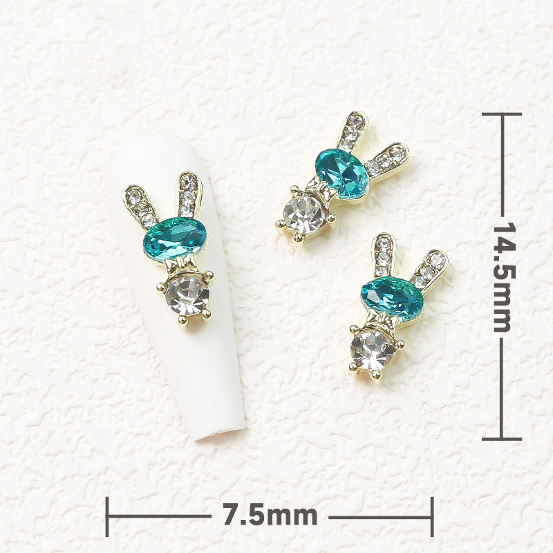 LX2 #140-148 2PCS Crystal Bunny Nail Charm