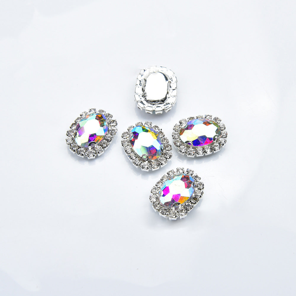 LX2 #168-174 2PCS Diamond Frame Oval Gem Nail Charm