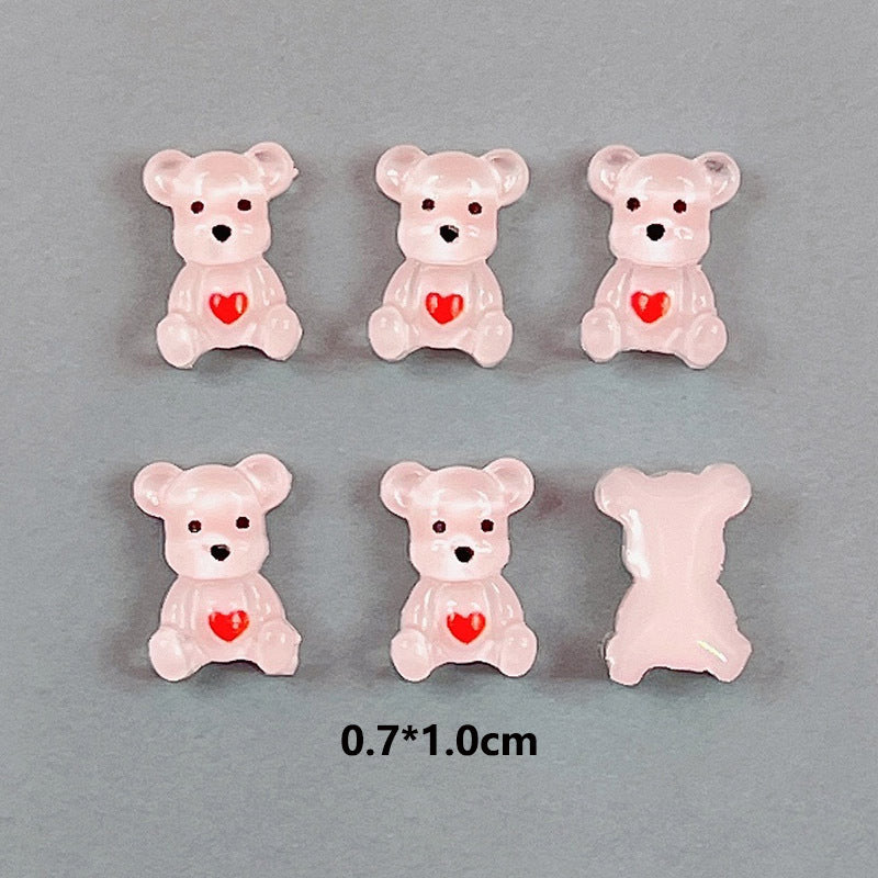 Sitting Jelly Heart Belly Bear Nail Charm