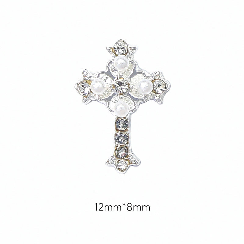 LX2 #415-416 2PCS Mini Pearl Cross Charm