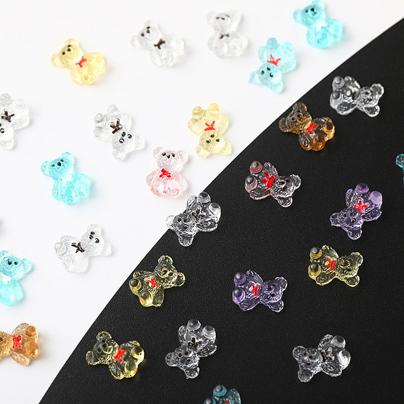 #121-125 2PCS Crystal Teddy Nail Charm