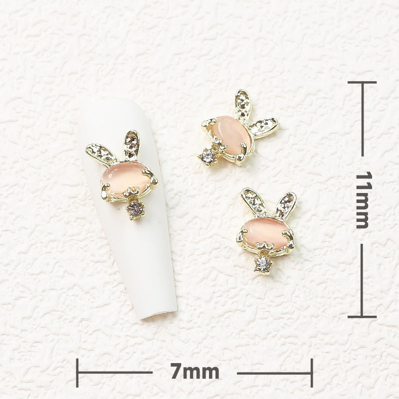 LX2 #140-148 2PCS Crystal Bunny Nail Charm