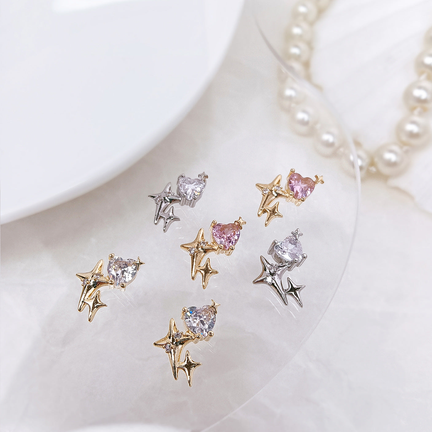 LX2 #490-494 2PCS Gold Stars Nail Charm