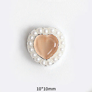 LX2 #045-054 2PCS Pearl Frame Heart Nail Charm