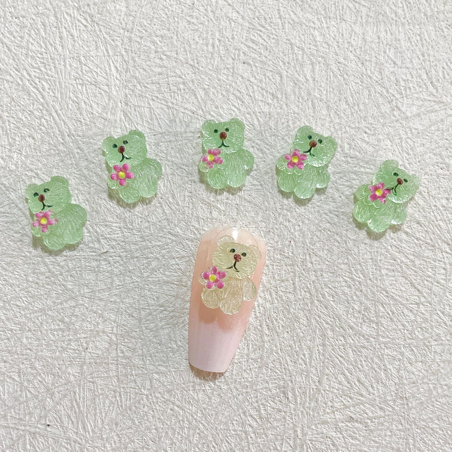 #073-078 2PCS Glow in the Dark Daisy Bear Nail Charm