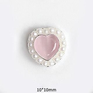 LX2 #045-054 2PCS Pearl Frame Heart Nail Charm