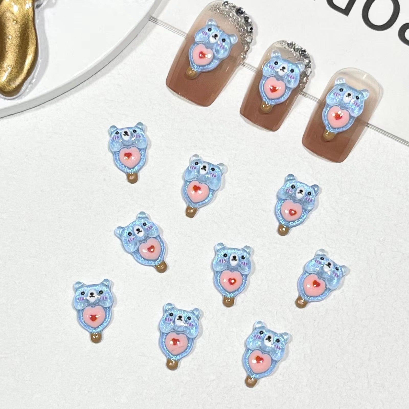 Lovely Bear Popsicle Nail Charm