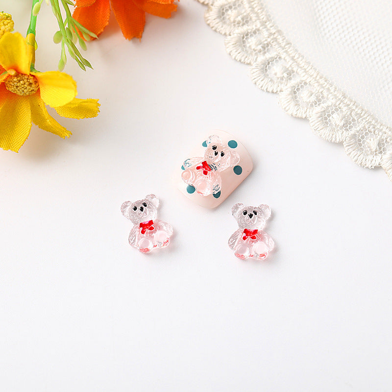 #121-125 2PCS Crystal Teddy Nail Charm