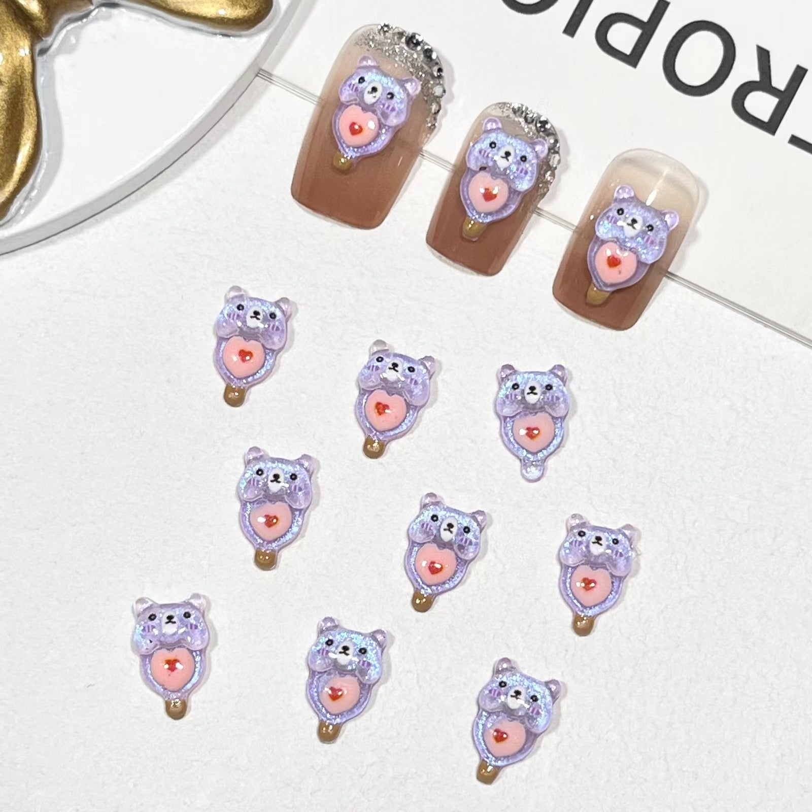 Lovely Bear Popsicle Nail Charm