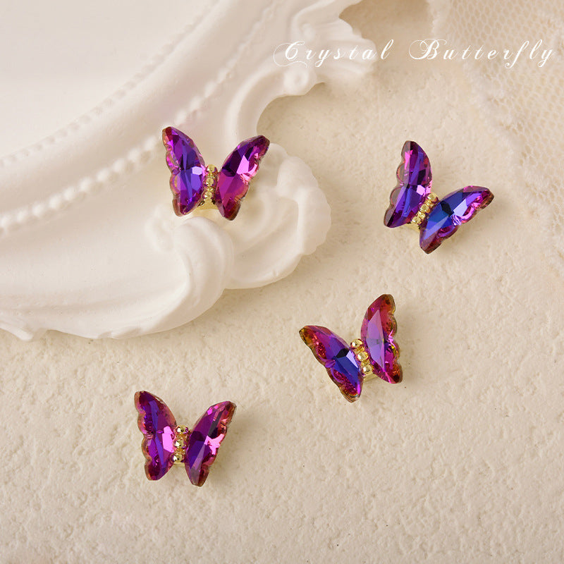 LX2 #307-314 2PCS Crystal Butterfly Nail Charm