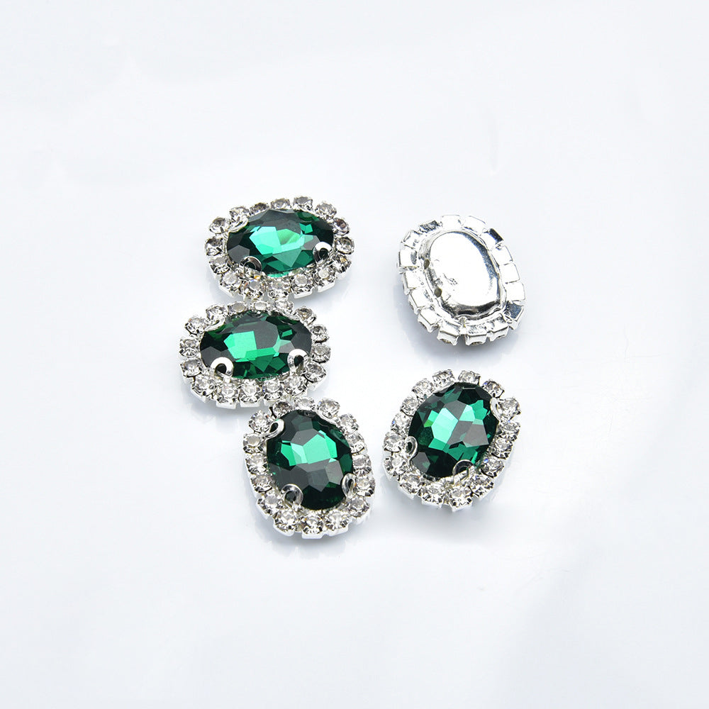 LX2 #168-174 2PCS Diamond Frame Oval Gem Nail Charm