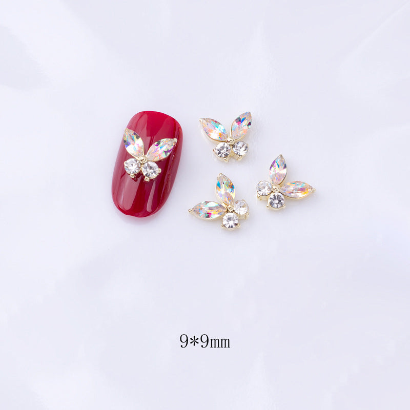 LX2 Clear Two Stone Butterfly Nail Charm
