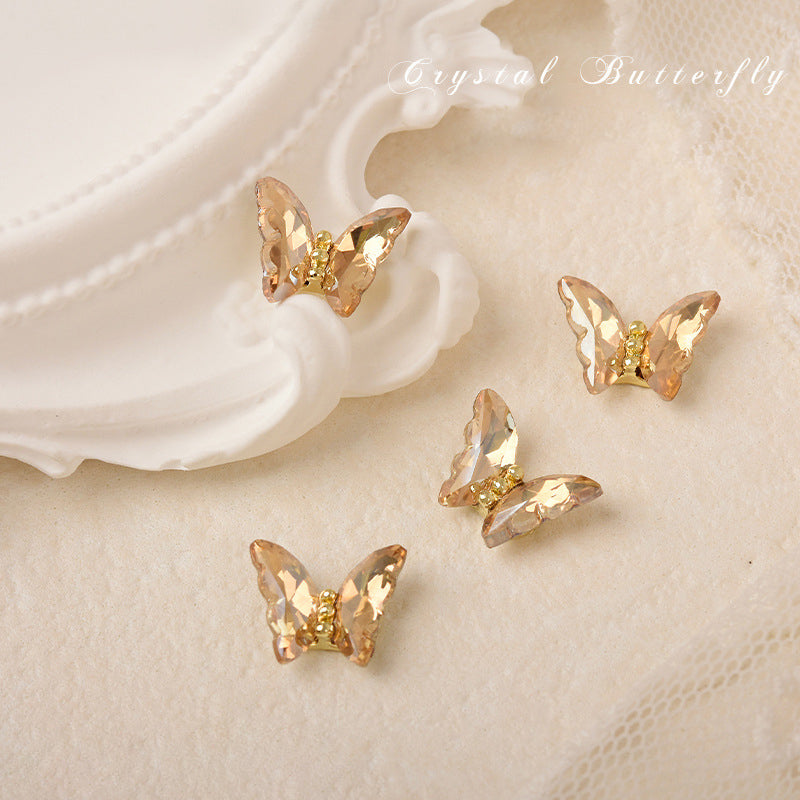 LX2 #307-314 2PCS Crystal Butterfly Nail Charm